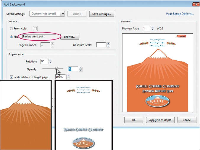 acrobatでPDFファイルに背景を追加する