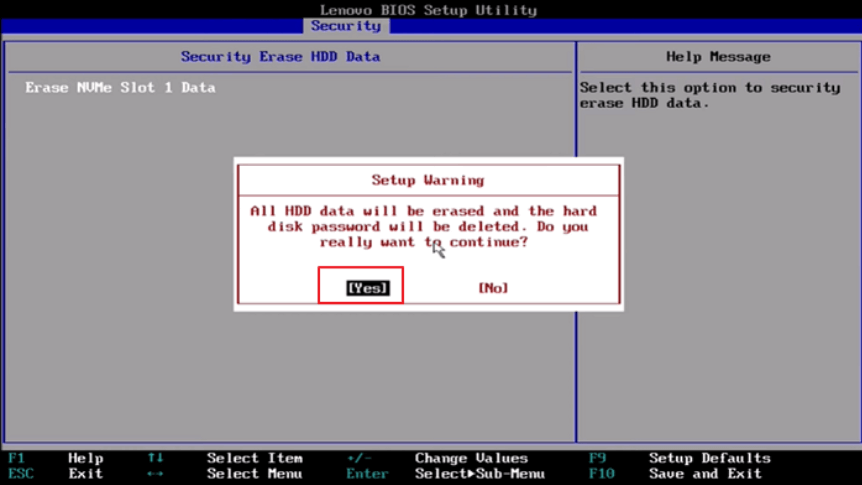 BIOSからSSDを安全に消去6