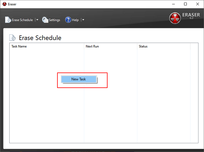 eraserでHDDを完全に消去ステップ1