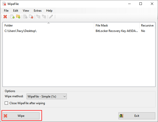wipefileでHDDを安全消去ステップ2