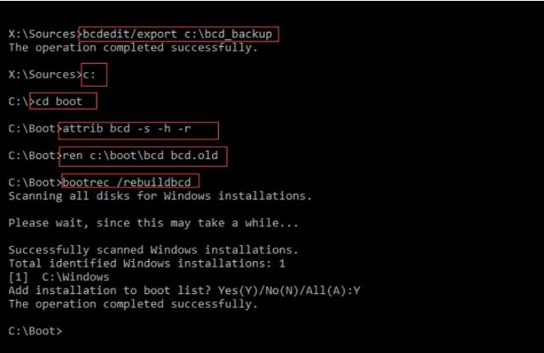 コマンドプロンプトでBCDを再構築する-5