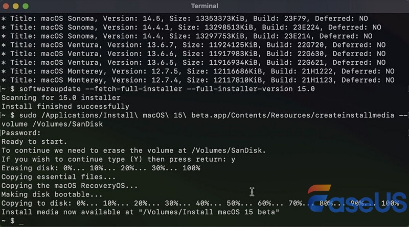 ターミナルでブート用USBを作成する