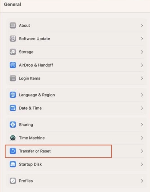 転送またはリセットをクリックします