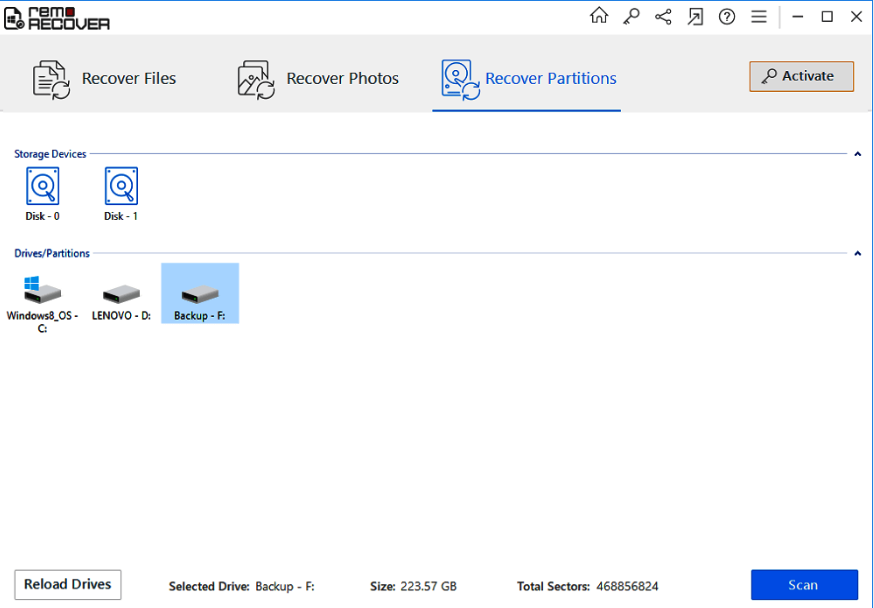 データ復旧ソフトremo-recover