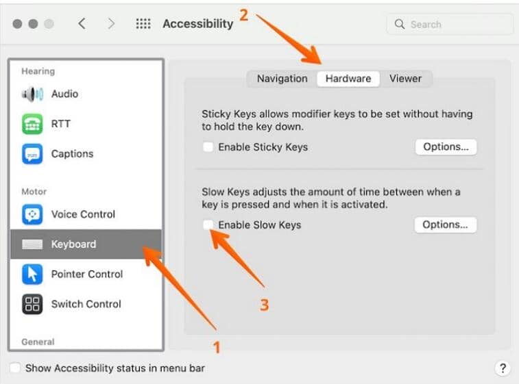 Macでスローキーを無効にする