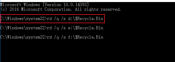 windows11/10コマンドラインでごみ箱を空にする
