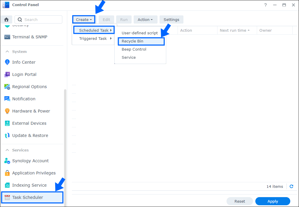 Synology Driveのごみ箱を自動的に空にする