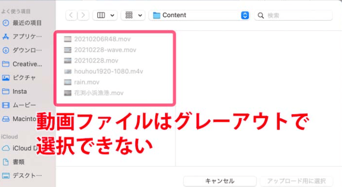 Mac のグレーアウトしたフォルダ