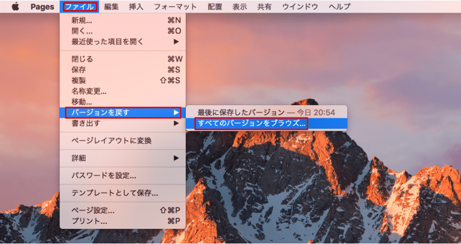 Pagesファイルの全バージョンを見る
