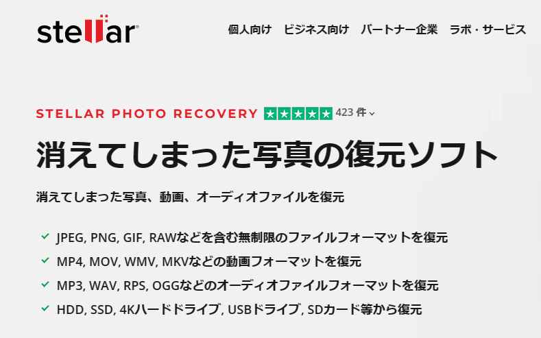 写真復元ソフトウェア - ステラ写真復元