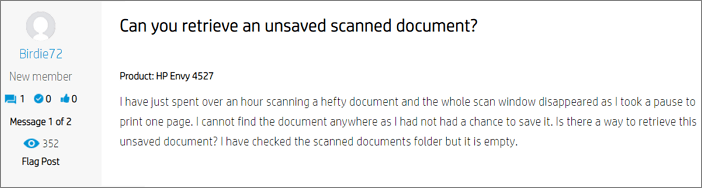未保存のスキャン原稿を取得