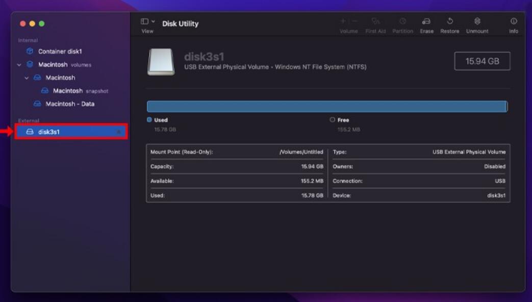 フラッシュドライブを開きます。