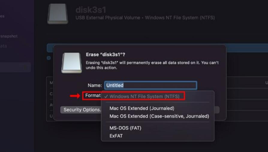 USBをフォーマットする