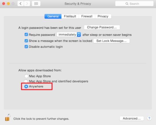 DMGファイルを開くためのシステム環境設定