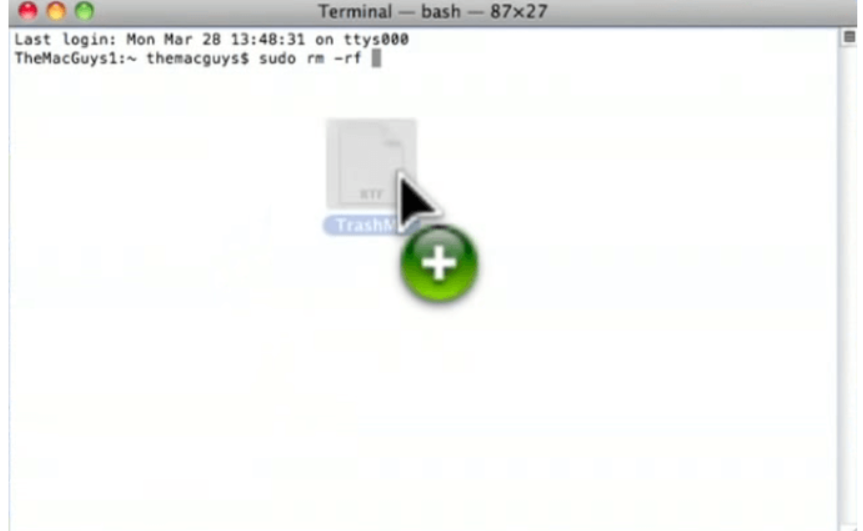 ターミナルコマンドへファイルをドラッグ