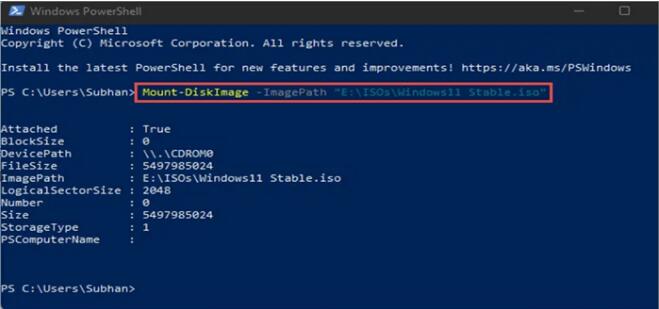 Windows　PowerShellでISOファイルをマウントする