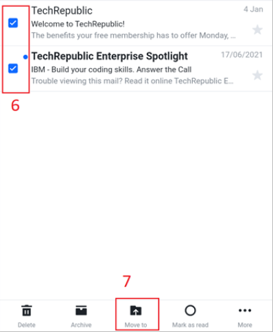 モバイルのゴミ箱から削除された Yahoo メールを復元する3