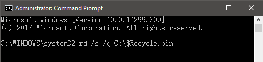 CMDを実行してごみ箱を修復する