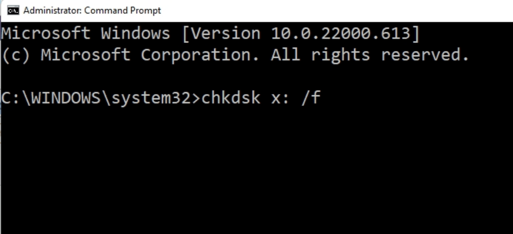 checkdiskコマンドを実行する Windows