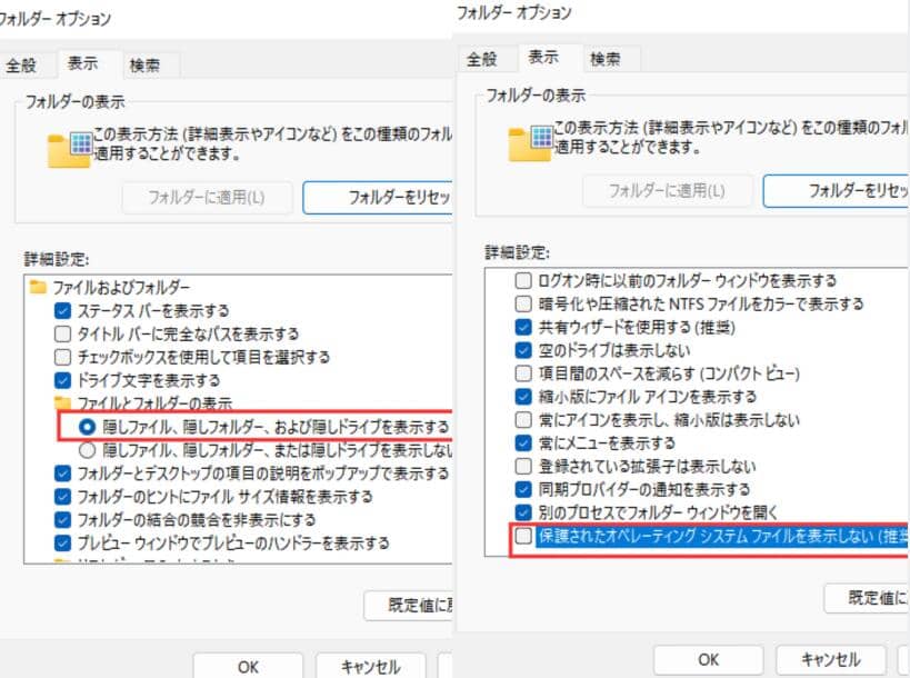 フォルダーオプション