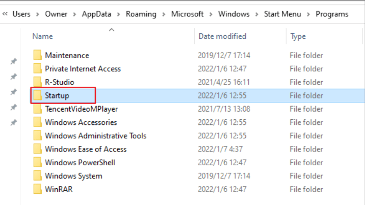 Windows 10のスタートアップフォルダ場所