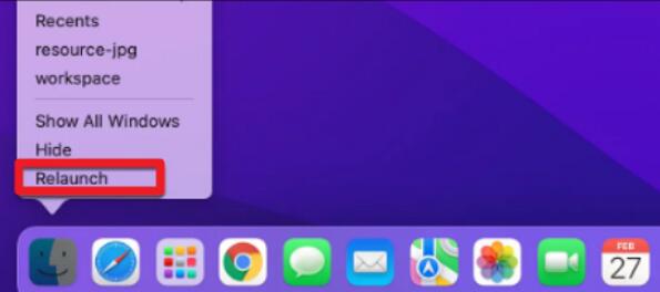 DockからFinderを再立ち上げ