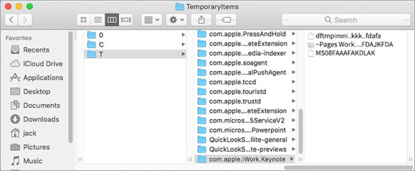 一時fileフォルダから未保存のkeynoteファイルを復元