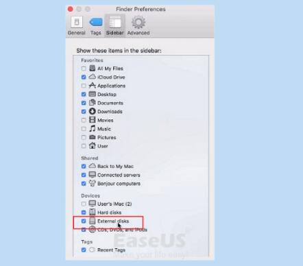 Finderで外付けハードディスクの設定を変更する