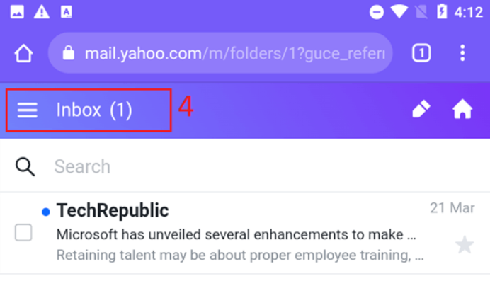 モバイルのゴミ箱から削除された Yahoo メールを復元する1