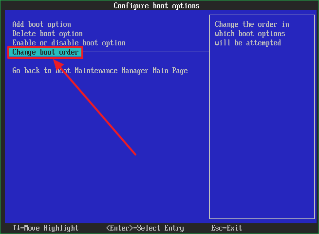 Change boot order