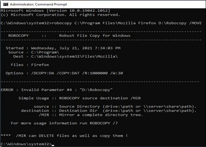 robocopy moveコマンド