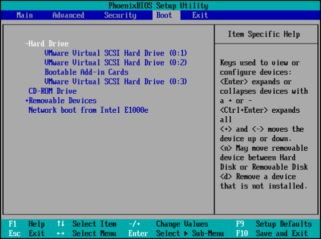 変更ブート順序