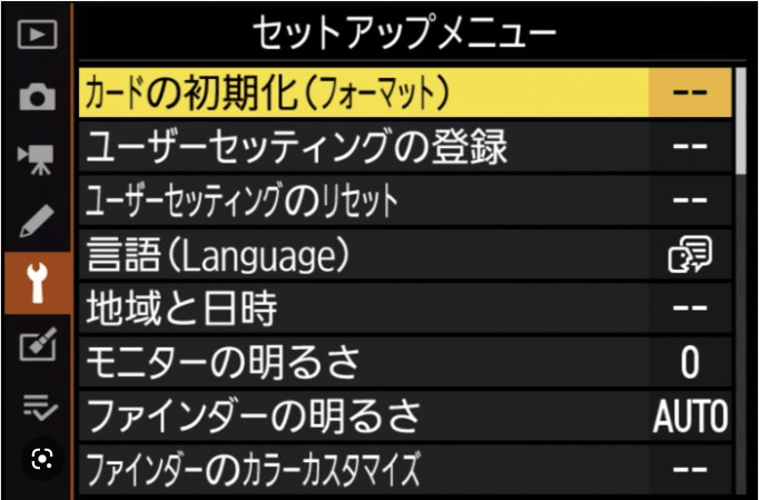 「カードの初期化」をクリックし、カメラでsdカードをフォーマットする