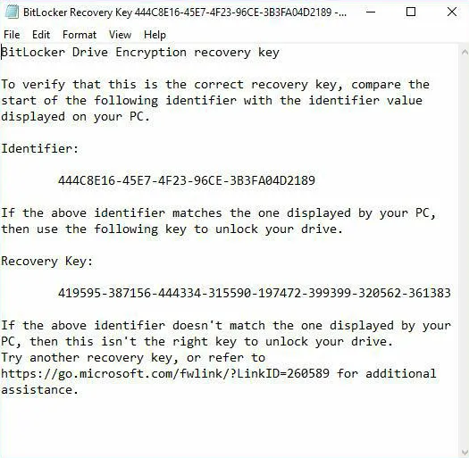 BitLockerの回復キー