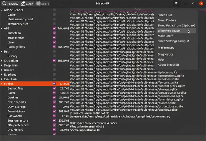 BleachBitクリーナー