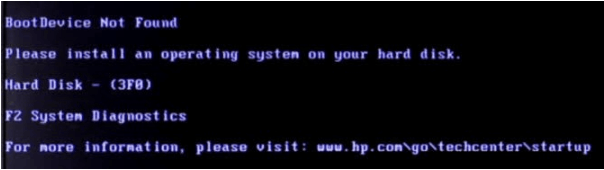 ブートデバイスが見つからないエラー
