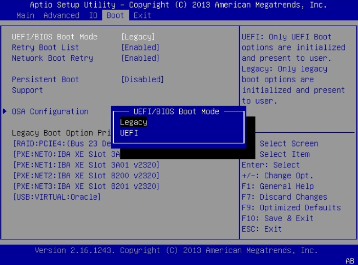 BIOSをUEFIブートモードをに変更する