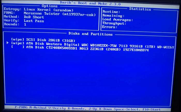 希望のハードドライブを選択する