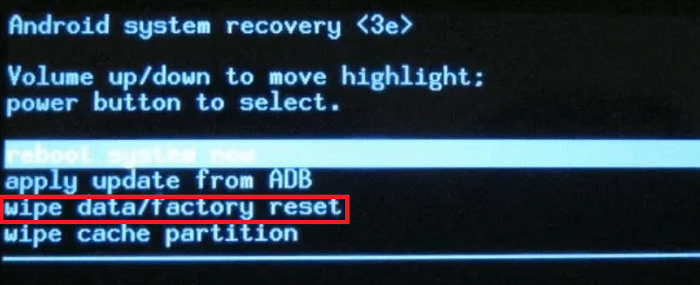 データの消去やリセットを選択