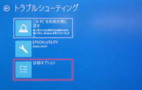 「詳細オプション」オプションにアクセスする