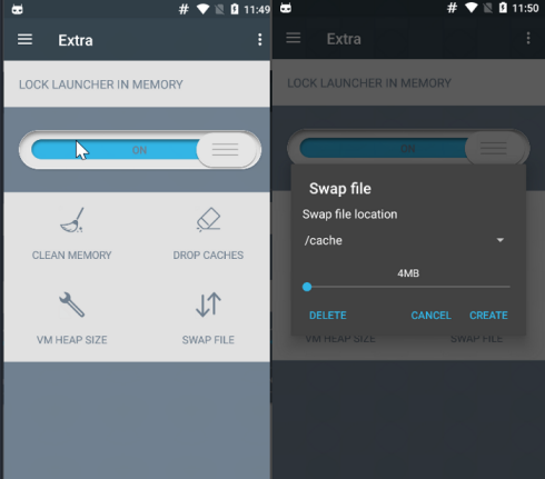 スワップ ファイルをロードする場所としてSDカードを選択します