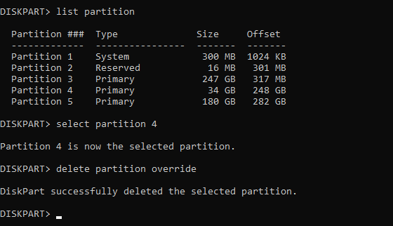 パーティションを強制的に削除する