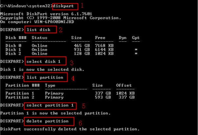 cmdで外付けハードディスクのパーティションを削除する