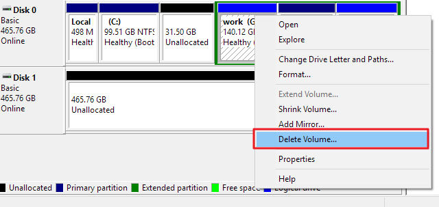 ボリュームの削除