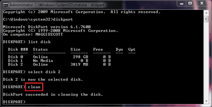 CMDを使用して、GPTをMBRに変換する