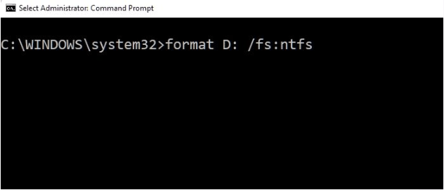format D: /fs:ntfsと入力する