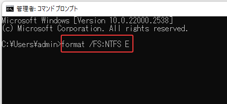 format /FS:NTFS E
