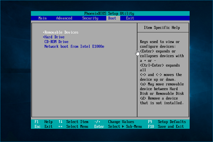 ブータブルUSBを最初のブートデバイスとして設定する