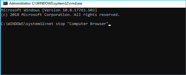 「Computer Browser」サービスが停止します