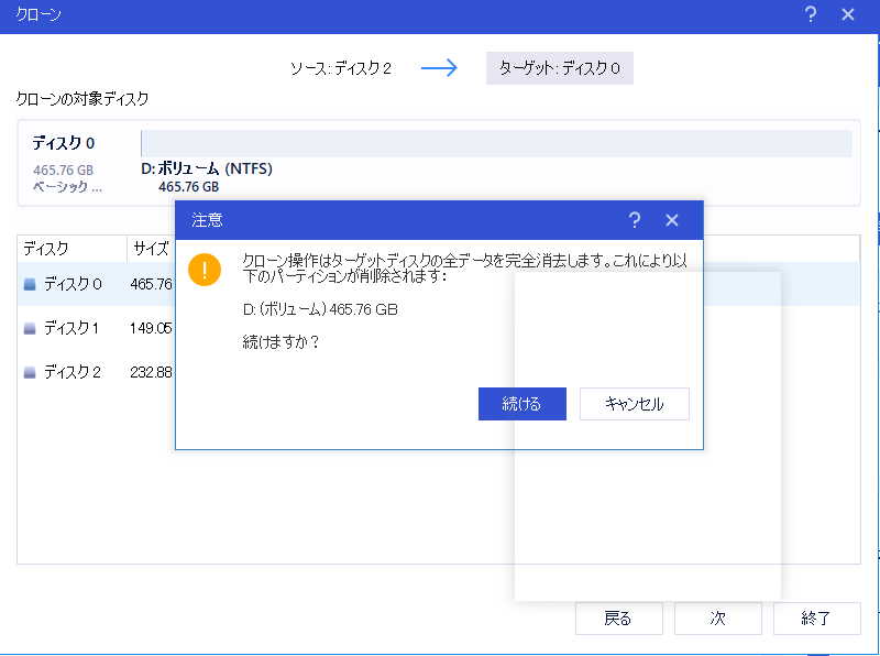 クローンするステップ4及び注意